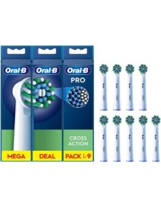 Cabezal de Recambio para cepillo Oral-B Pro Cross Action, Pack 9 uds