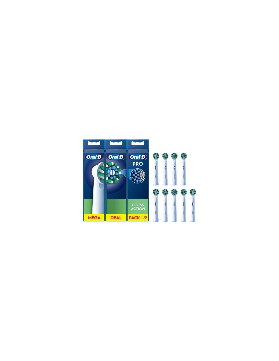 Cabezal de Recambio para cepillo Oral-B Pro Cross Action, Pack 9 uds