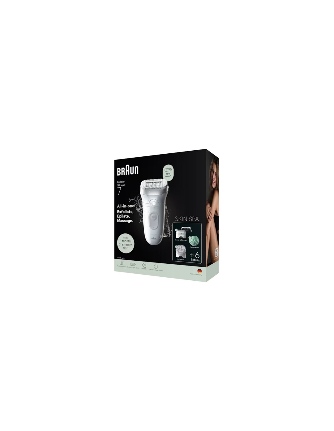 Depiladora Braun Silk Epil SkinSpa7 7-081, con batería, 6 Accesorios