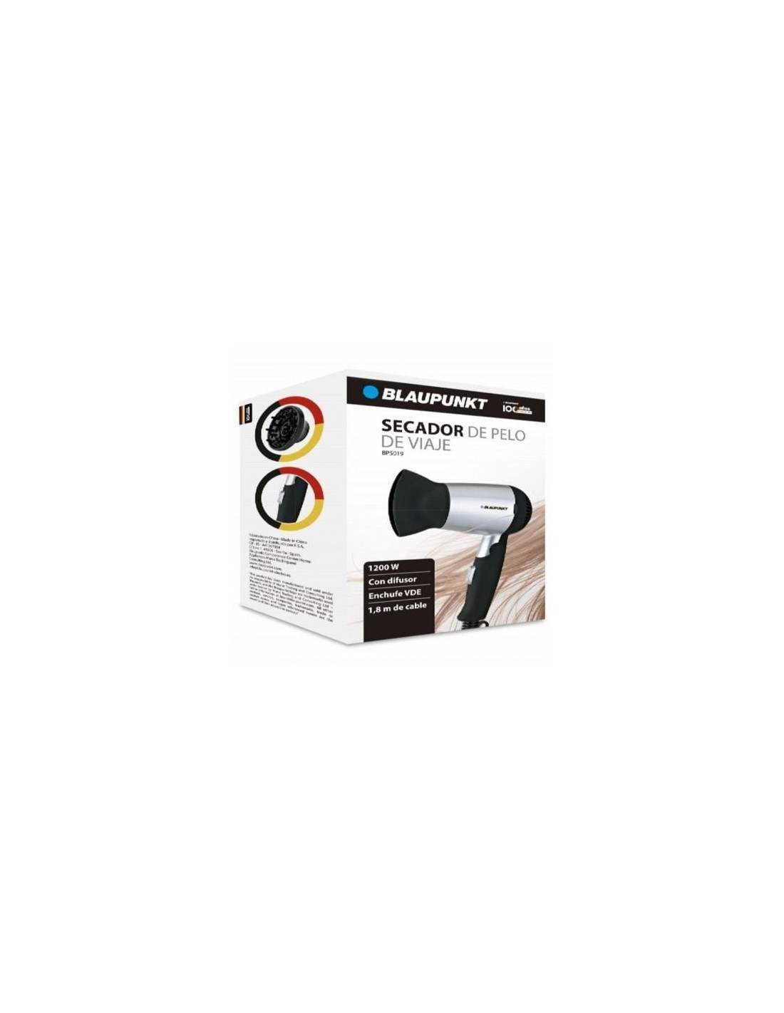 Secador Blaupunkt BP5019, 1200W, negro y plata en Logroño