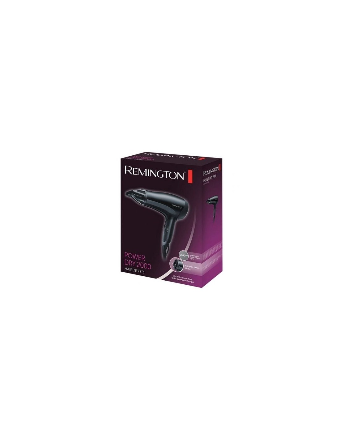 Secador Remington Power Dry 2000 D3010, 2000W, iónico, negro
