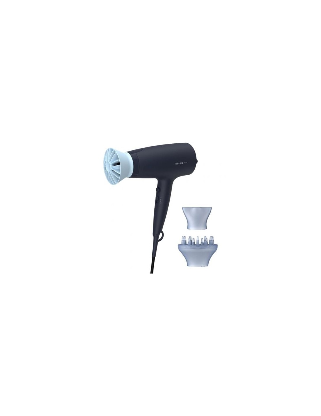 Secador Philips 3000 series BHD360, 2100W, iónico, azul, 3 Accesorios