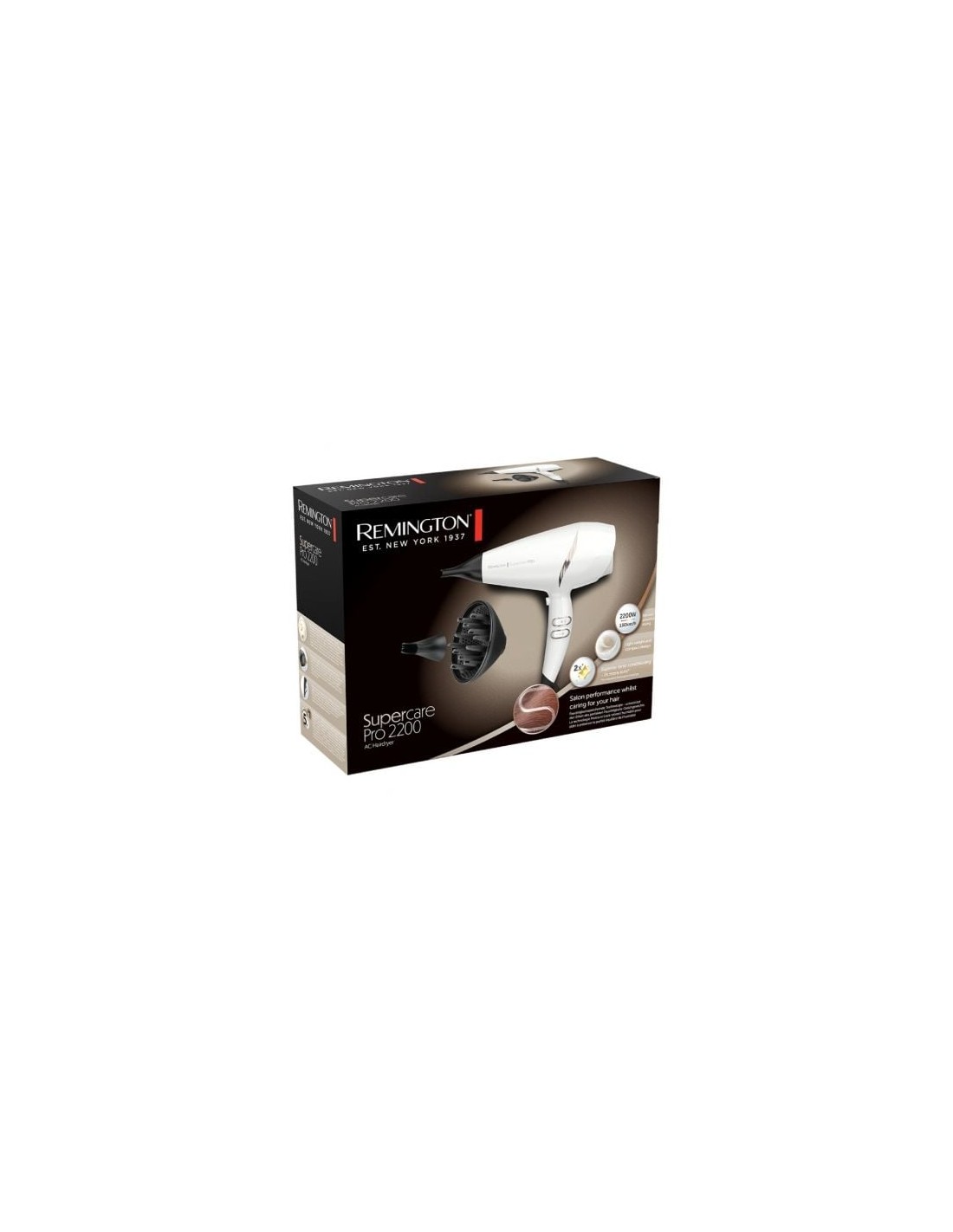 Secador Remington SuperCare Pro 2200 AC7200W, 2200W, iónico, blanco