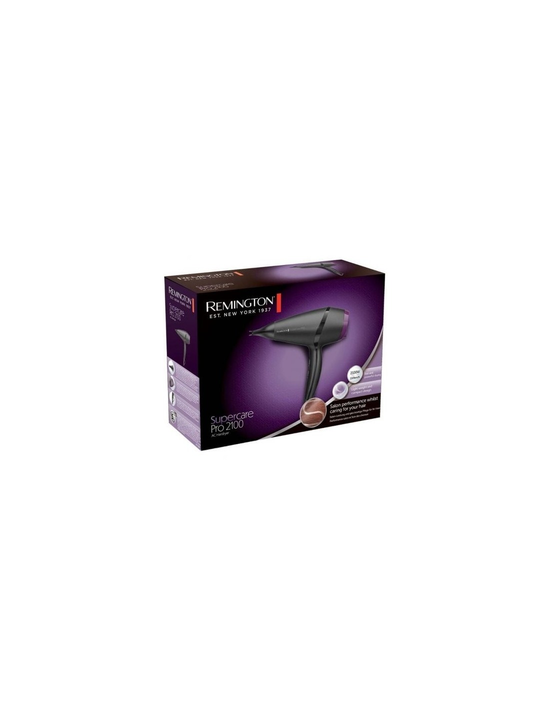 Secador Remington SuperCare Pro 2100 AC7100, 2100W, iónico, negro y li