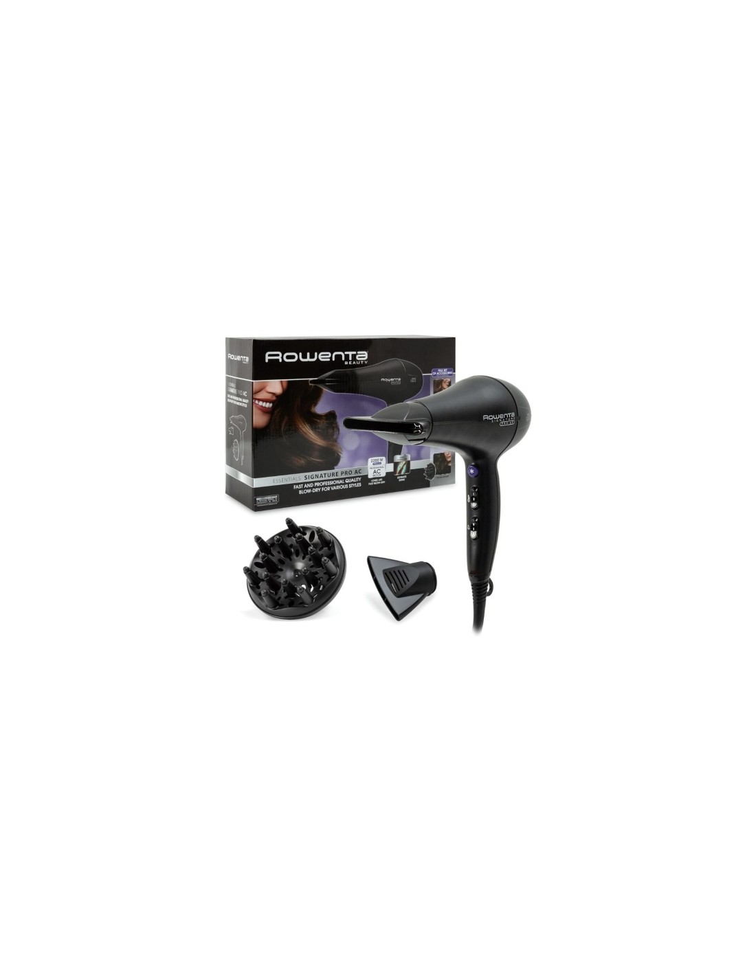Secador Rowenta Signature Pro AC CV7840, 2200W, iónico, negro