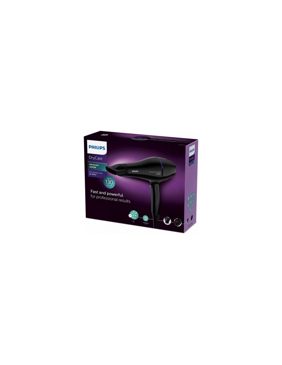 Secador Philips Drycare Pro BHD274, 2200W, negro y violeta en Logroño