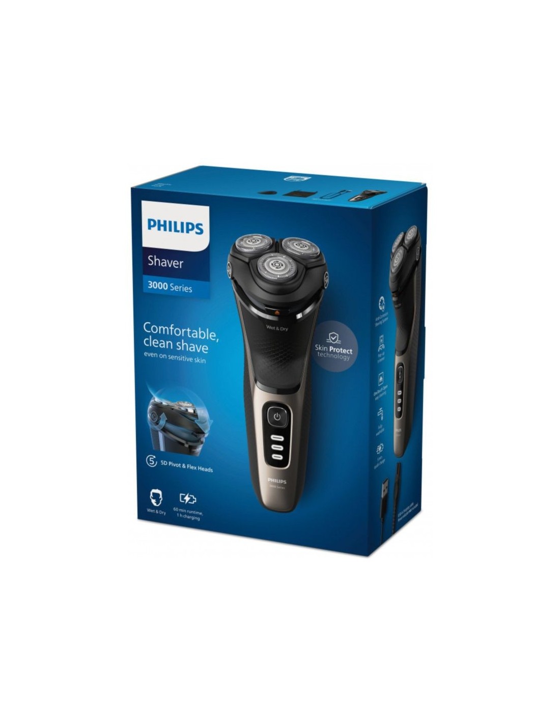 Afeitadora eléctrica Philips Shaver 3000 Series S3242/12 Negro/Oro sec
