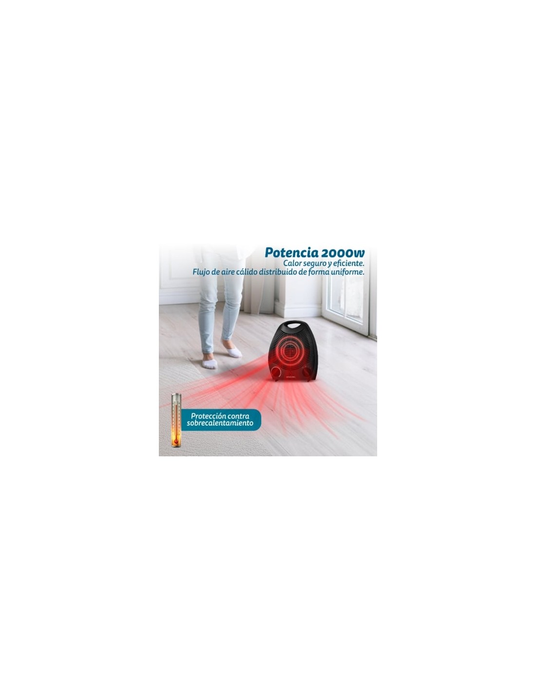 Calefactor termoventilador Grunkel WB-2000, 2000W, termostato regulabl