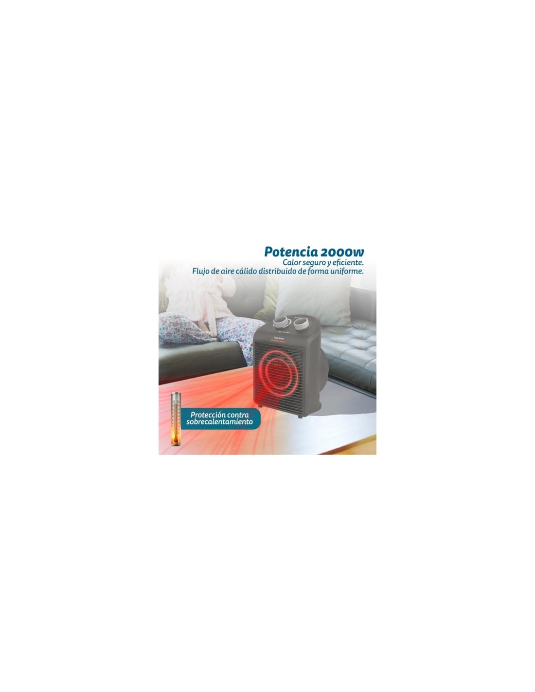 Calefactor termoventilador Grunkel WB-2000PLUSNG, 2000W, termostato re