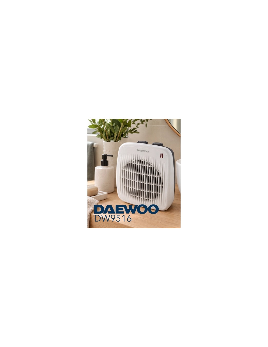 Calefactor termoventilador Daewoo DW9516, 2000W, termostato regulable