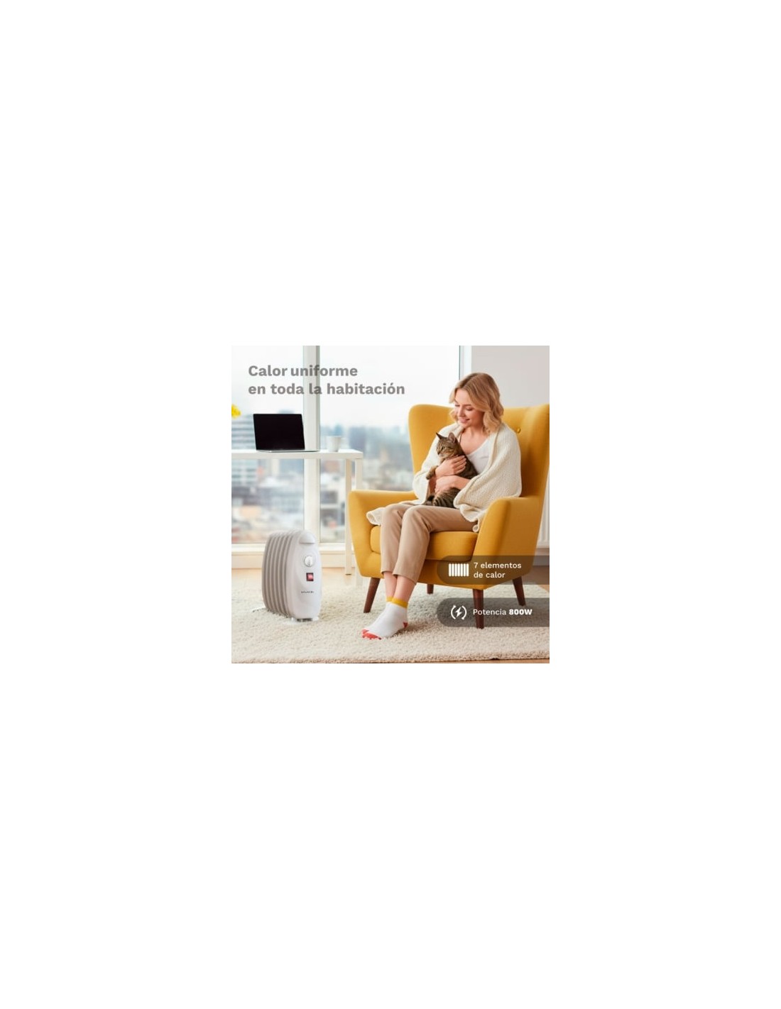 Radiador de aceite Grunkel RACP-80D, 3 potencias, 800W, 7 elementos