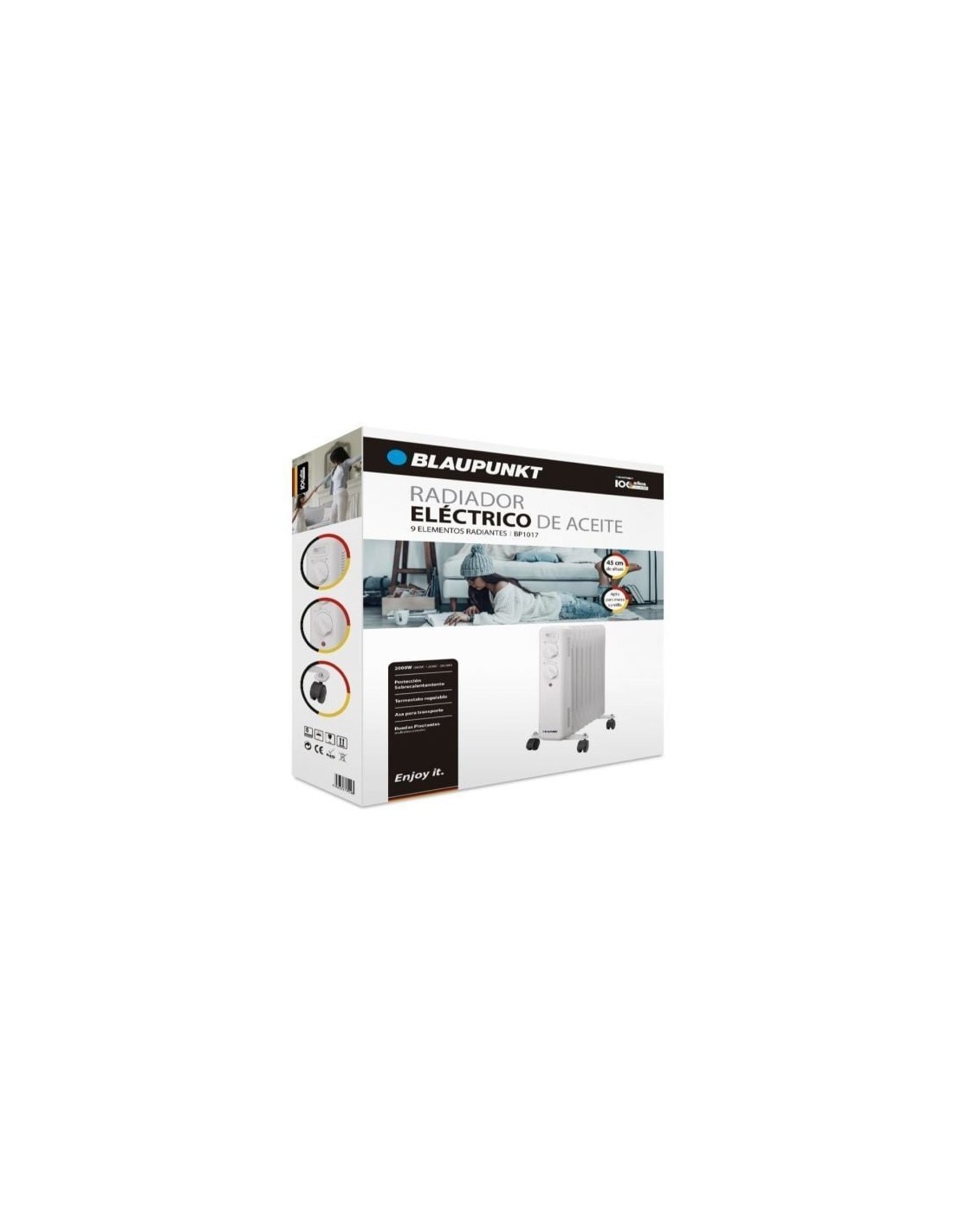 Radiador de aceite Blaupunkt BP1017, 2000W, 9 elementos caloríficos