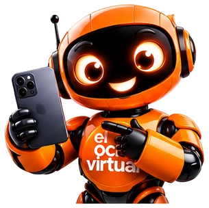 Robot de El Ocio Virtual con un móvil