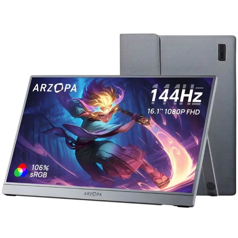 Monitor portátil Arzopa Z1FC Gris con funda 16,1 pulgadas Full HD IPS 144Hz 13ms HDR