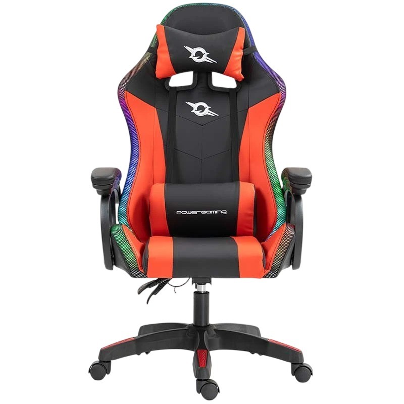Silla PowerGaming LED RGB Negro+Rojo 120kg reposacabezas