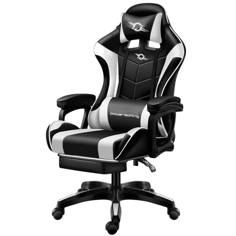Silla gaming PowerGaming Negro/Blanco con Reposapiés 120kg