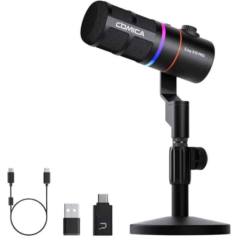 Micrófono inalámbrico gaming COMICA EJoy D10 Pro (D) Negro cardioide 40m de alcance 45h 48kHz