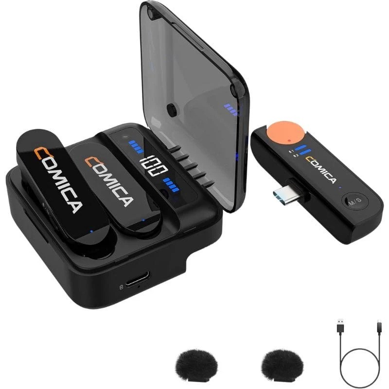 COMICA Vimo S-UC Micrófono Lavalier Inalámbrico con Cancelación de Sonido (USB-C) Negro