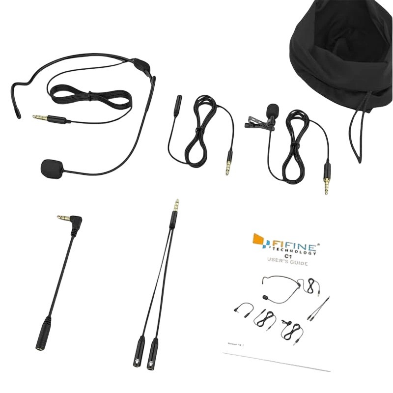 Micrófono de solapa Fifine C1 con Headset omnidireccional jack 3,5 mm