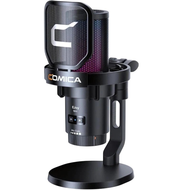 Micrófono inalámbrico de condensador cardioide COMICA EJoy Uni Pro(D) RGB Negro USB-C 20m de alcance 48kHz