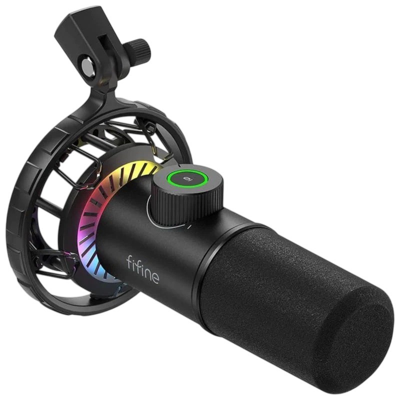 Micrófono Fifine K658 RGB USB para Grabación y Transmisión en PC cardioide dinámico
