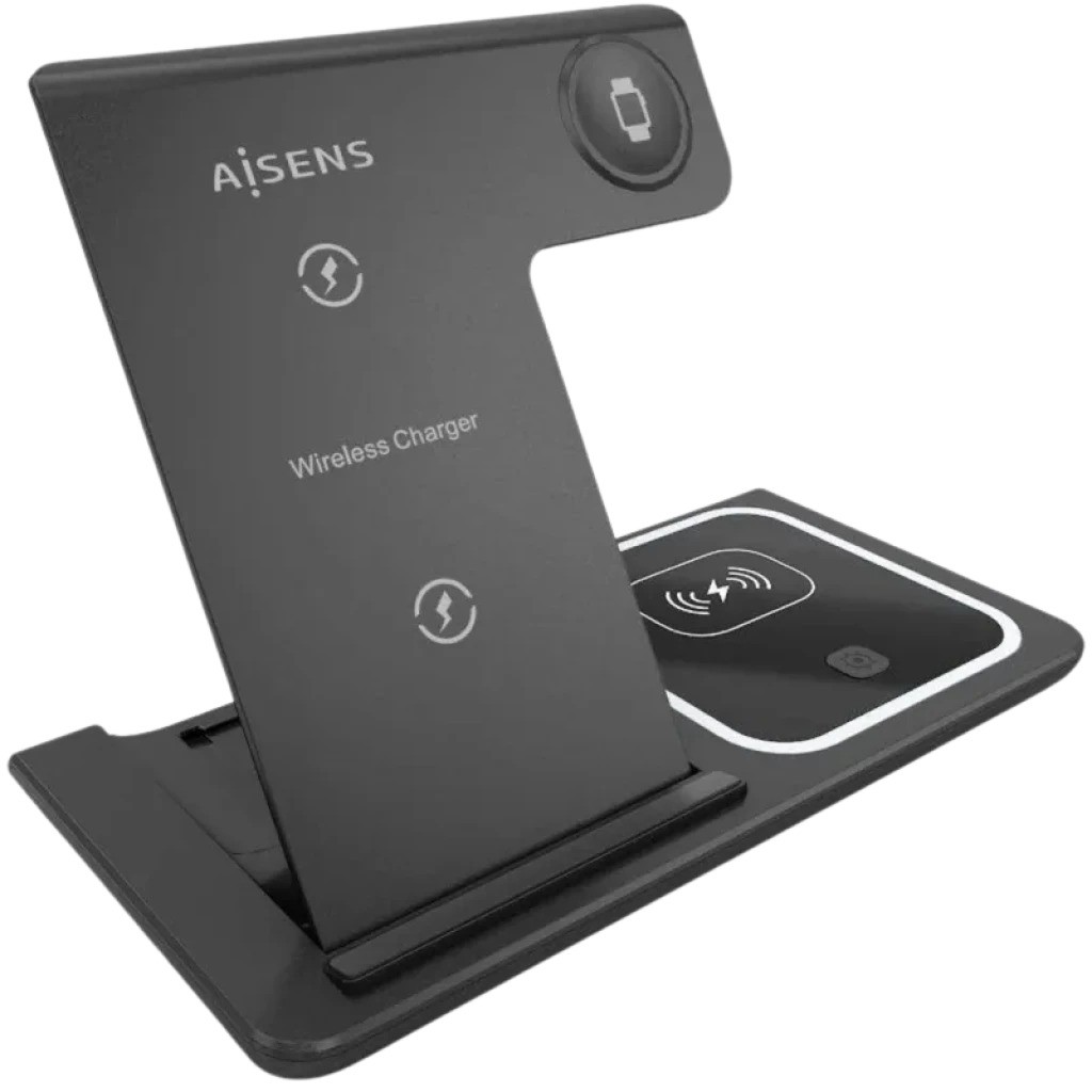Aisens ASCH-15BK3BKC043-BK 3 en 1 Qi 15BK Plegable Negro - Base de carga Inalámbrica