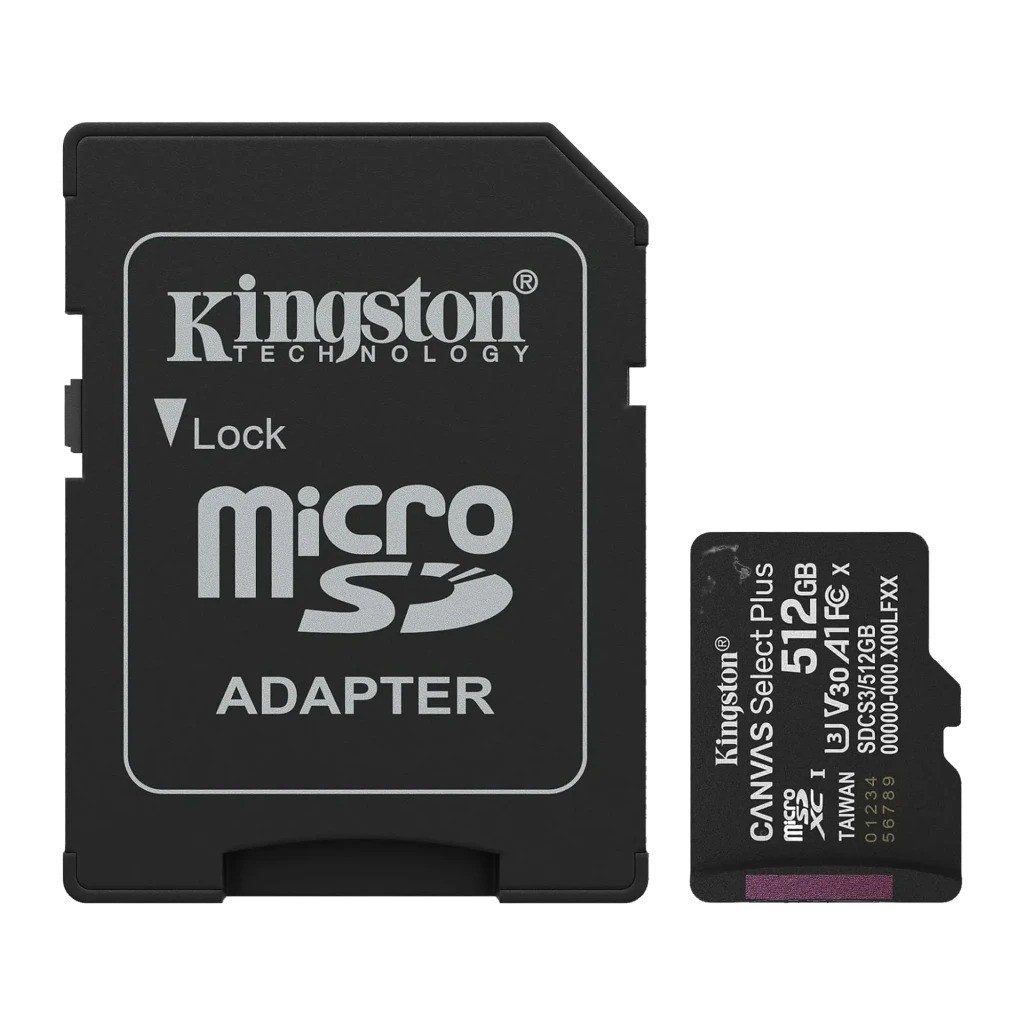 Tarjeta microSD Kingston Canvas Select Plus 512GB 150MB/s U3 V30 A1