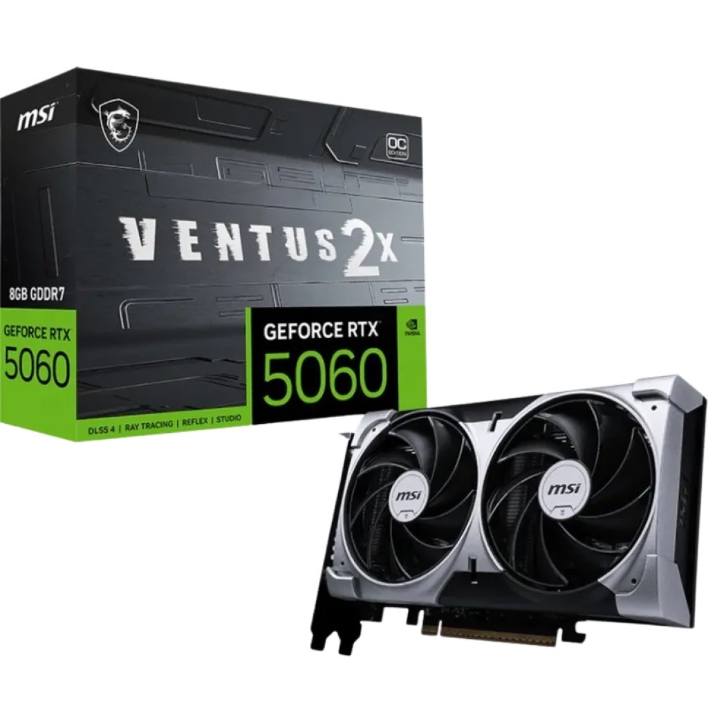 Tarjeta gráfica MSI GeForce RTX 5060 8G VENTUS 2X OC NVIDIA 8 GB GDDR7 PCIe 5.0 2 ventiladores HDMI 2.1 3 DisplayPort