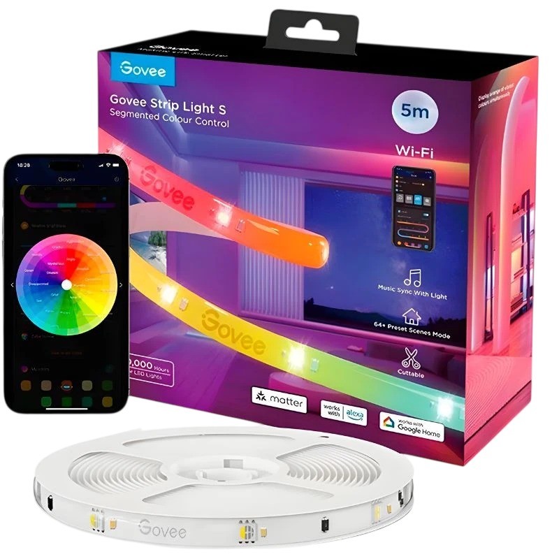 Tira LED Govee H612A WiFi RGBIC 5 m Matter Bluetooth compatible con Alexa y Google