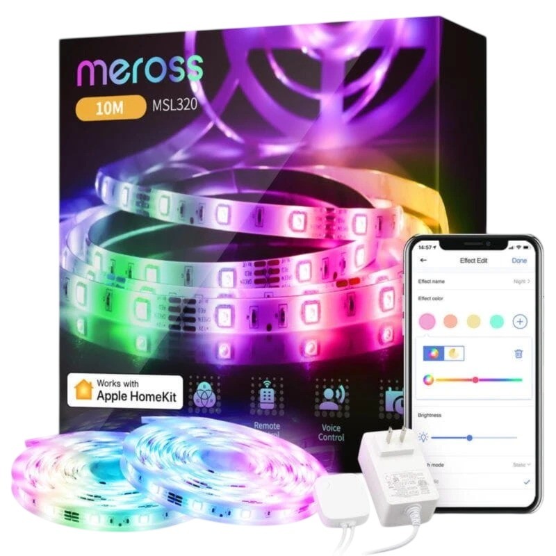 Tira LED Meross MSL320 RGB 2x5 m WiFi compatible con Alexa, Google y HomeKit