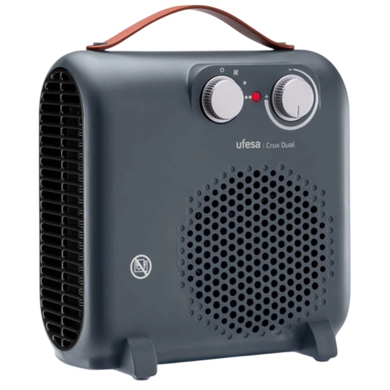 Calefactor eléctrico Ufesa Crux Dual 2000W Gris Interior termostato protección contra sobrecalentamiento