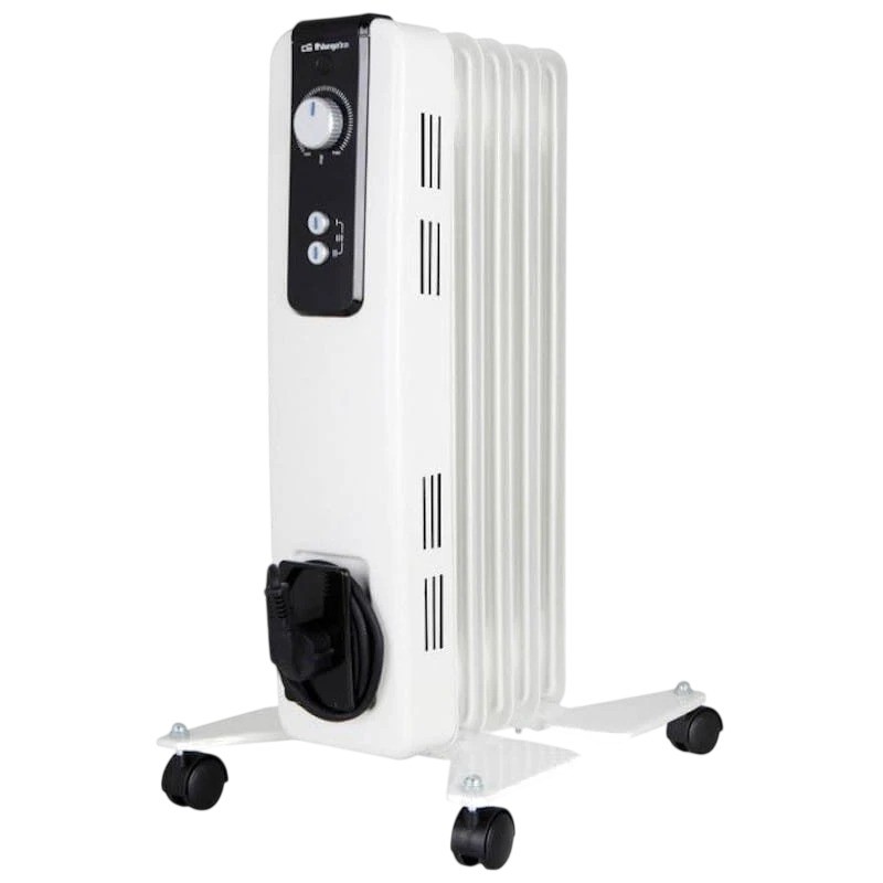 Radiador de aceite eléctrico Orbegozo RH 1000 1000W Blanco termostato protección contra sobrecalentamiento