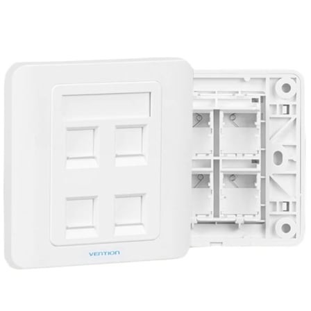 Placa de Pared Tipo 86 Vention 4 Puertos RJ45
