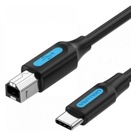 Cable USB 2.0 Impresora Vention USB Tipo-B Macho - USB Tipo-C Macho 480Mbps Negro