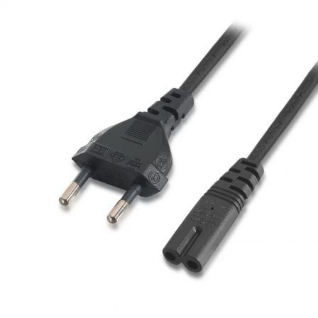 Cable Alimentación Forma 8 Aisens CEE7 16 Macho - C7 Hembra Hasta 1500W Negro