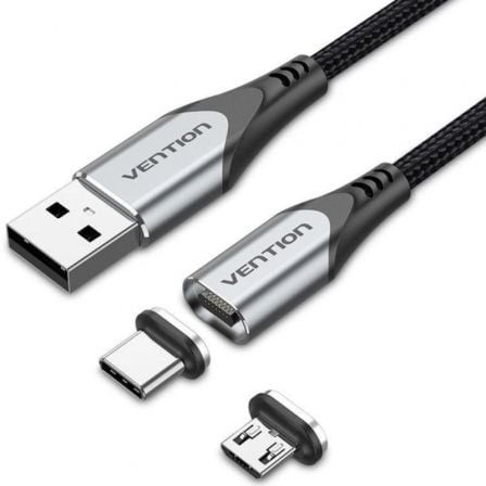 Cable de Carga Magnético USB Tipo-C con Adaptador MicroUSB Vention MicroUSB Macho - USB Tipo-C Macho USB Macho Hasta 60W 480Mbps