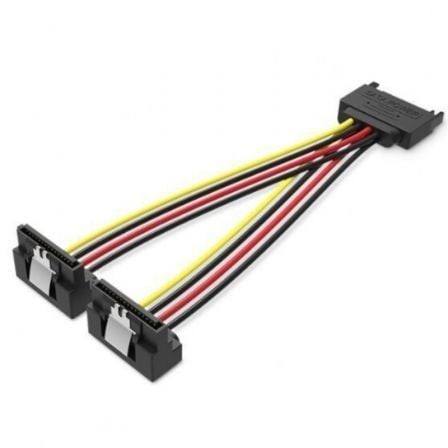 Cable Alimentación Vention SATA Macho - 2x SATA Hembra 15cm Negro