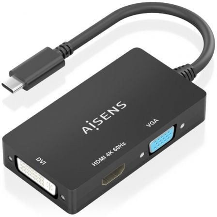 Conversor HDMI Aisens USB Tipo-C Macho - DVI HDMI VGA Hembra 15cm Negro