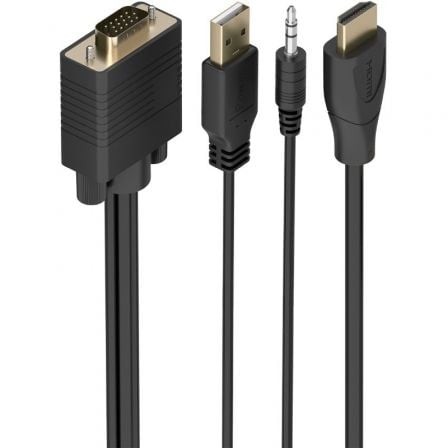 Cable Conversor Aisens SVGA Macho - USB Macho Jack Macho - HDMI Macho 2m Negro