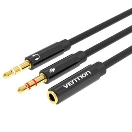 Cable Estéreo Vention 2x Jack 3.5 Macho - Jack 3.5 Hembra 30cm Negro