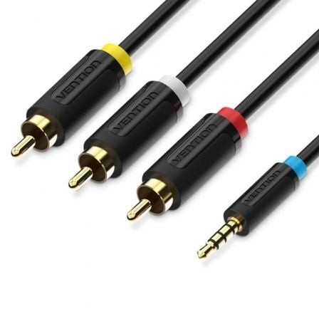 Cable Estéreo Vention Jack 3.5 Macho - 3x RCA Macho 1.5m Negro