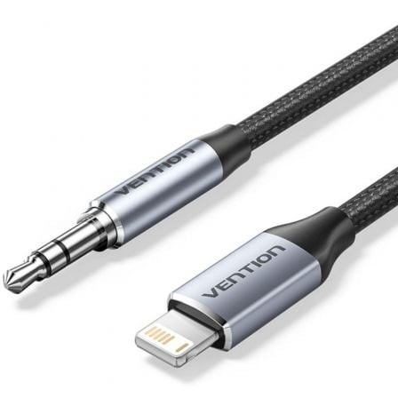 Adaptador Audio Vention Jack 3.5 Macho - Lightning Macho 1m Gris