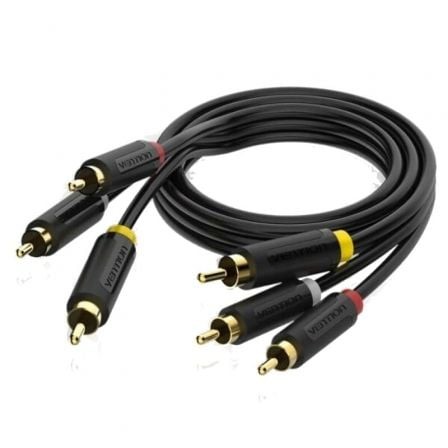 Cable Estéreo Vention 3x RCA Macho - 3x RCA Macho 2m Negro
