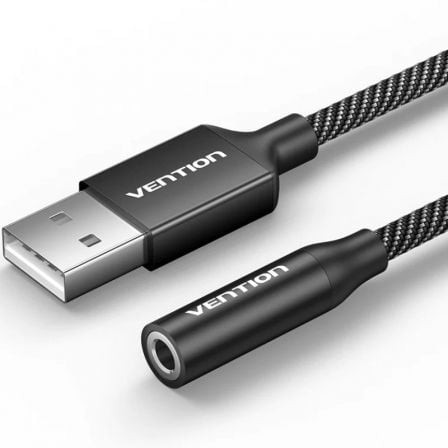 Conversor Vention Jack 3.5 Hembra - USB Macho 1m Gris