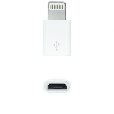 Adaptador Micro USB 2.0 Lightning Nanocable Micro USB Hembra - Lightning Macho Blanco