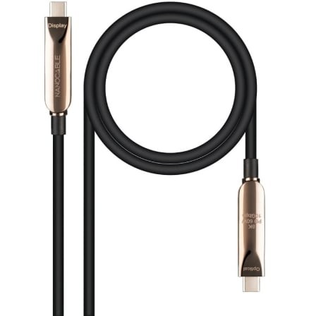 Cable USB 3.2 Tipo-C AOC Nanocable USB Tipo-C Macho - USB Tipo-C Macho Hasta 60W 10Gbps 15m Negro