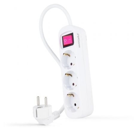 Regleta con Interruptor Nanocable 3 Tomas de Corriente Cable 1.4m