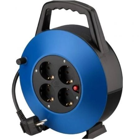 Regleta enrollable Phasak 4 Tomas de Corriente Cable 10m Azul