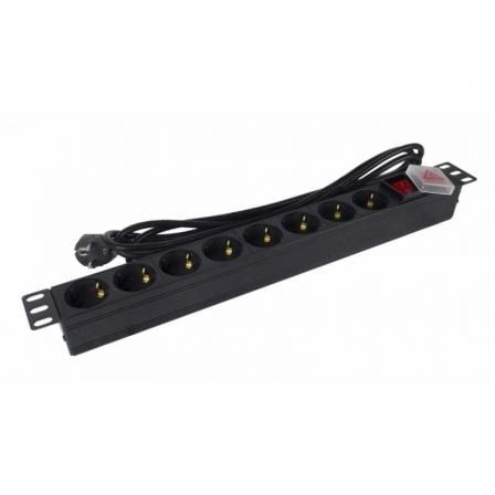 Regleta con Interruptor Phasak 8 Tomas de Corriente Cable 3m Negro