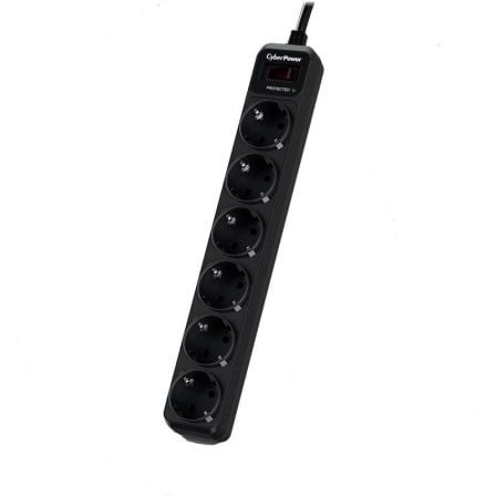 Regleta con interruptor Cyberpower 6 Tomas de corriente Cable 1.8m Negra